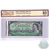 Image 1 : Error, BC-45b-i-E25a-i 1967 $1 Beattie-Rasminsky, S/N: F/P9373752. BCS Certified EF-40 Original "Cut
