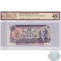 BC-49cA, 1971 Replacement $10, Lawson-Boey, S/N: *TL1230229 BCS Certified EF-45 Original. "Cut out o