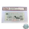 Image 1 : BC-58 Error 1991 Bank of Canada $20 'Out of Register Printing' S/N: EWB9446371. BCS Certified Choice