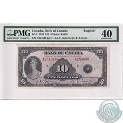 BC-7, 1935 Bank of Canada $10, Osborne-Towers, S/N: 254349/D. PMG Certified EF-40!