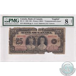 BC-11 1935 Bank of Canada English $25,Osborne-Towers, S/N: 015246/A, PMG Certified VG-8 (Net) Paper 