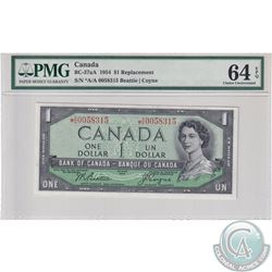 BC-37aA 1954 Bank of Canada Replacement $1, Beattie-Coyne S/N: *A/A0058315. PMG Certified CUNC-64 EP