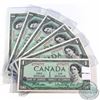 Image 1 : BC-37b-i-N1-ii 1954 Bank of Canada $1, 2-digit Radar matching Set of 6 Notes. Beattie-Rasminsky S/N: