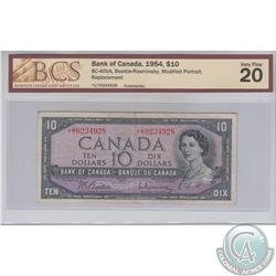 BC-40bA 1954 Bank of Canada Replacement $10, Beattie-Rasminsky S/N: *U/T0234928, BCS certified VF-20