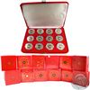 Image 1 : 1998-2009 $15 Sterling Silver Lunar coin collection in Red Velvet Display Box. The Twelve coins you 