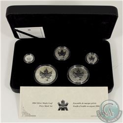 RCM Issue; 2004 RCM Privy Mark Silver Maple Leaf 5-coin Set (Tax Exempt). Missing outer sleeve.