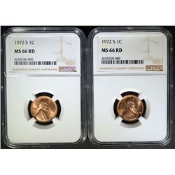 2 - 1972-S LINCOLN CENTS NGC MS66 RD