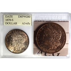 1878-S MORGAN DOLLAR, ACG GRADED A3-GEM BU