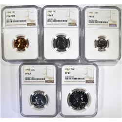 1961 COMPLETE PROOF SET ALL NGC PF67