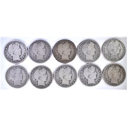 10 diff DATED BARBER HALF DOLLARS