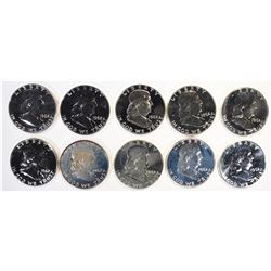 10-PROOF 1962 FRANKLIN HALF DOLLARS