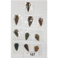 10 STONE ARROW HEADS