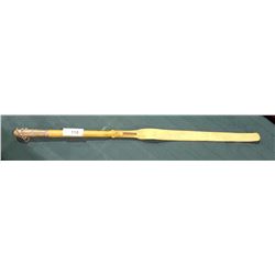 VINTAGE LEATHER WHIP W/BRASS HANDLE