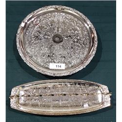 2 SILVER PLATE SERVING PIECES