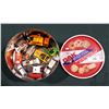 Image 1 : LARGE COOKIE TIN W/11 VINTAGE DIE CAST CARS