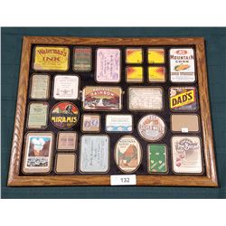 FRAMED VINTAGE LABELS, PASSES ETC