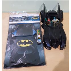 1989 BATMOBILE W/BATMAN AND ROBIN FIGURES, BATMAN WATCH AND GIFT BOX