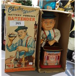 VINTAGE 1962 CHARLIE WEAVER BATTERY POWERED BAR TENDERS, IN ORIGINAL BOX