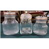 Image 1 : 3 VINTAGE ITALIAN GLASS EMBOSSED SEALING CANNISTERS