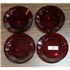 Image 1 : SET OF 4 VINTAGE ETCHED RUBY GLASS PLATES