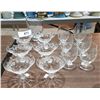 Image 1 : 12 PCS OF VINTAGE DELICATE ETCHED CRYSTAL STEM WARE AND ART GLASS VASE