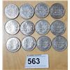 Image 1 : LOT OF 12 CANADIAN SILVER HALF DOLLARS