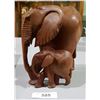 Image 1 : CARVED WOOD ELEPHANT MOM & BABY STATUE