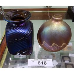 TWO ROBERT HELD ART GLASS VASES SIGNED
