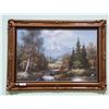 Image 1 : ORNATE GILT FRAMED OIL ON CANVAS MOUNTAIN SCENE