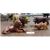 Image 1 : THREE CARVED WOOD LIONS & VINTAGE RUBBER BATTERY OPERATED LION