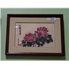 Image 1 : FRAMED ASIAN WATERCOLOUR OF PEONIES SIGNED
