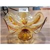 Image 1 : VINTAGE AMBER ART GLASS FLUTED COMPOTE
