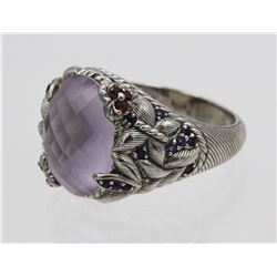 JUDITH RIPKA STERLING SILVER RING WITH PALE LAVENDAR STONE