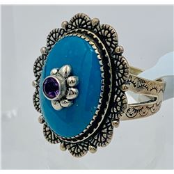 BEAUTIFUL CAROLYN POLLACK TURQUOISE STERLING SILVER RING