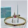 Image 1 : GOLD TONED STERLING SILVER BRACELET AND RING WITH PINK STONES
