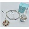 Image 1 : BEAUTIFUL 3 PIECE STERLING SILVER AND MULTI-COLORED RHINESTONES SET