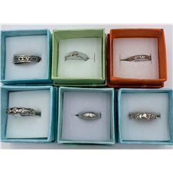 LOT OF 6 SMALL STERLING SILVER RINGS