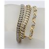 Image 1 : 3 GOLD-TONED STERLING SILVER BRACELETS WITH MOISSANITES AND DIAMONDS