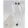 Image 1 : GORGEOUS REDDISH-ORANGE EARRING, NECKLACE AND RING SET .925
