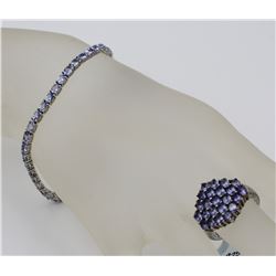 TANZANITE COLORED STERLING SILVER BRACELET AND RING