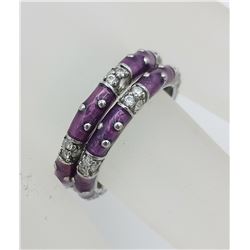 BEAUTIFUL THAILAND .925 STACKABLE PURPLE STERLING RINGS WITH CZS