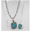 Image 1 : BEAUTIFUL TURQUOISE AND STERLING SILVER NECKLACE AND RING SET