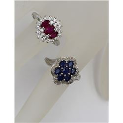 TWO BEAUTIFUL STERLING SILVER CLUSTER RINGS