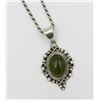 Image 1 : MEXICO .925 NECKLACE WITH LARGE GREEN STONE