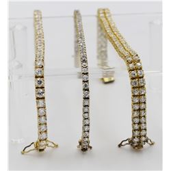 3 BEAUTIFUL GOLD-TONED STERLING SILVER BRACELETS WITH CZS