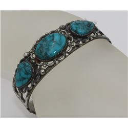 GORGEOUS MEXICO .925 TURQUOISE CUFF BRACELET