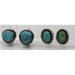 (2) PAIRS OF STERLING SILVER AND TURQUOISE EARRINGS