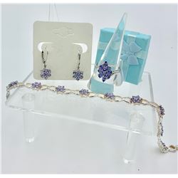 BEAUTIFUL TANZANITE AND STERLING SILVER SET