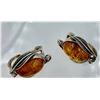 Image 2 : BALTIC AMBER AND STERLING SILVER CLIP-BACK EARRINGS AND LARGE PENDANT
