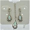 Image 1 : STERLING SILVER AND OPAL NECKLACE AND EARRING SET
